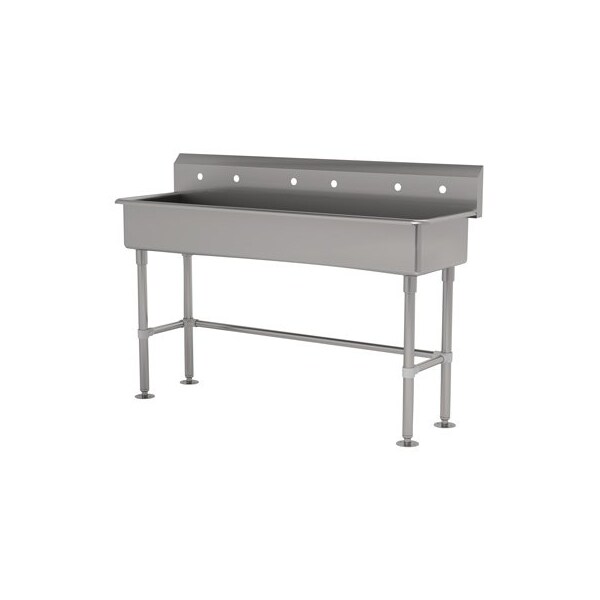3 Station NSF 16 Ga. 304 SS Floor Mounted Sink - Faucet Omitted
